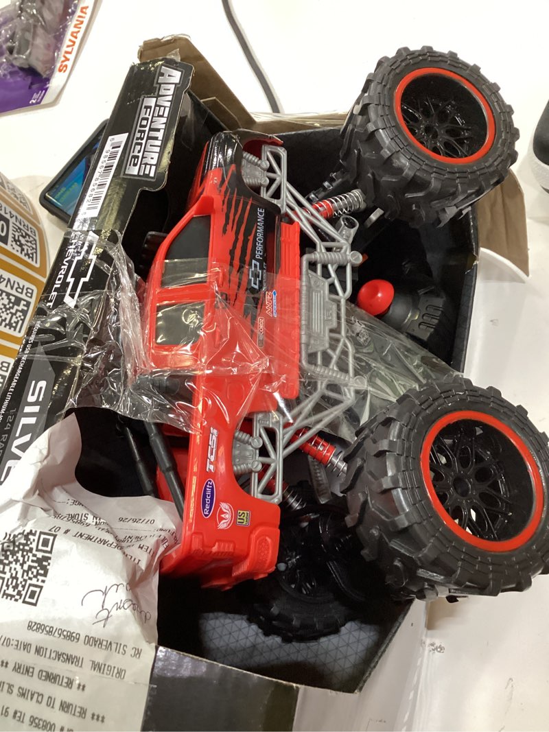 Condition photo showing As Is for adventure force 1:24 silverado 4x4 radio control cars