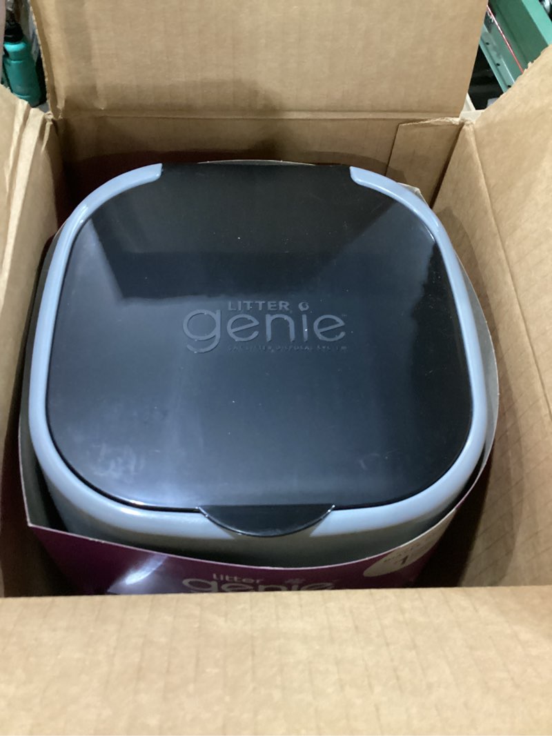 Condition photo showing New/Like New for Litter Genie Standard Pail (Silver) | Cat Litter Box Waste Disposal System for Odor Control | Includes 1 Square Refill Bag Litter Genie Pail - Silver