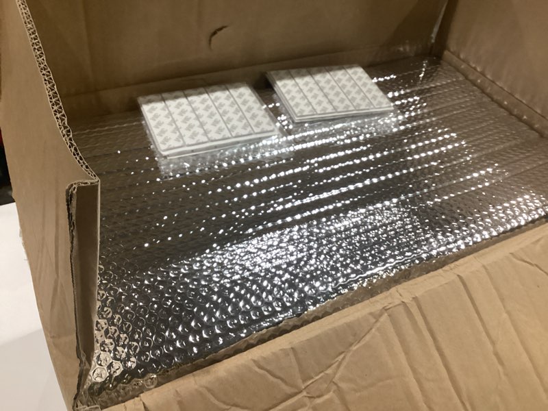 Condition photo showing Good Condition for garage door insulation kit 16p double bubble window heat insulation panels, 6mm 24" x 54" reflective aluminum foil summer/winter barrier insulation sheets with 120 adhesive tapes for garage attic wall 16 6mm, 24 x 54 in