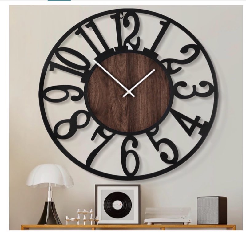 1st owned large wall clock for living room decor- 24" decorative antique silent non ticking,battery 