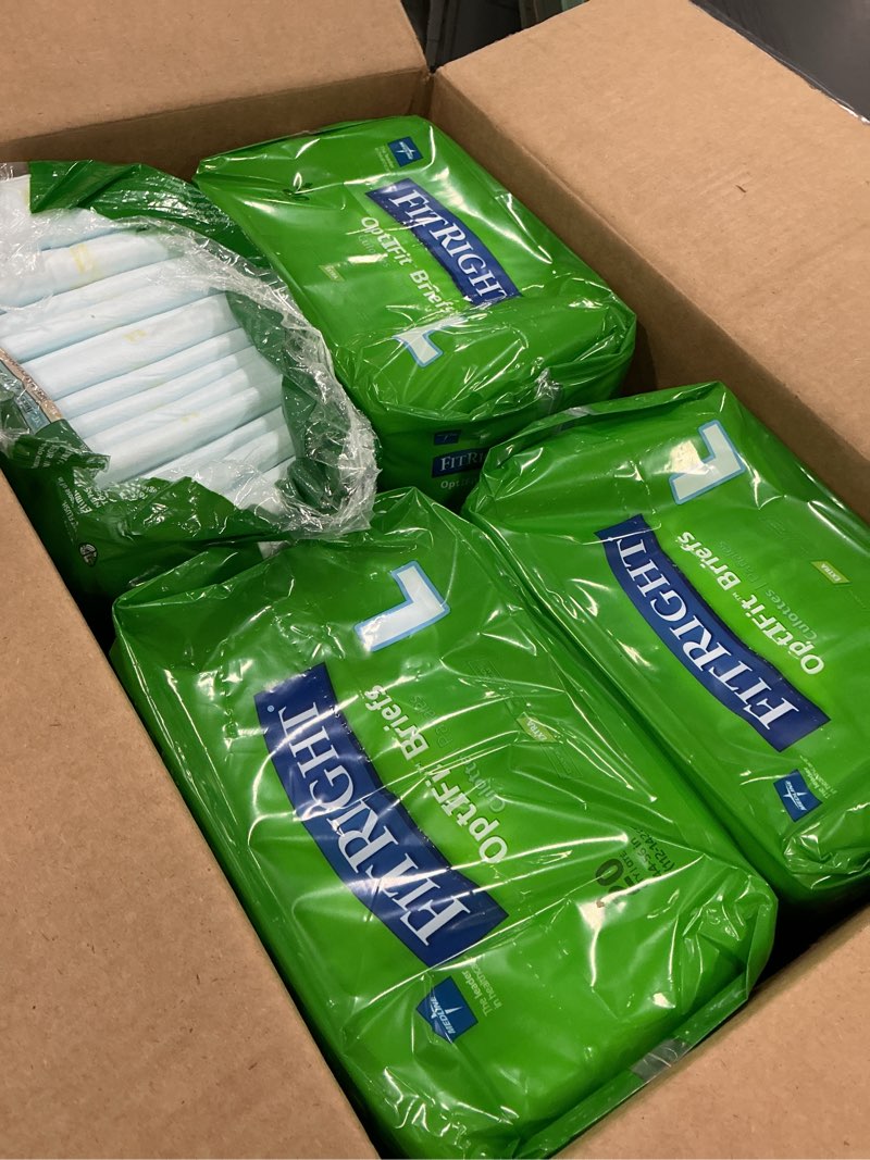 Condition photo showing As Is for FitRight OptiFit Extra Adult Briefs, Incontinence Diapers with Tabs, Moderate Absorbency, Large, 44 to 56", 20 Count (Pack of 4) 80 Count Large