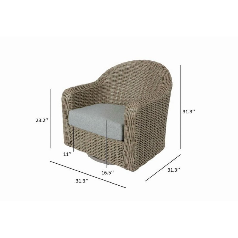 better homes & gardens bellamy outdoor 1pk swivel glider chair, tan wicker/cream cushion