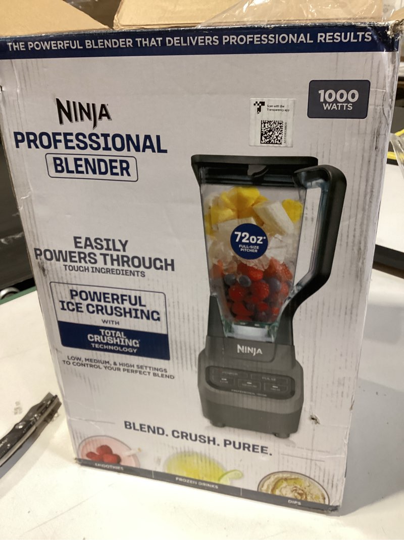 Ninja BL610 Professional 72 Oz Countertop 1000-Watt Base and Total Crushing Technology for-Smoothies, Ice and Frozen Fruit, Black, Blender + Pitcher