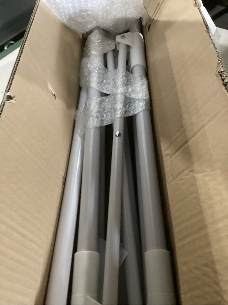Condition photo showing New/Like New for clothes drying rack, double rod extendable 33.1–56.7 inches, no assembly & foldable clothing rack for hanging clothes with wheels, for indoor outdoor laundry room organization, white 60.6" x 21.7" x 56.7"