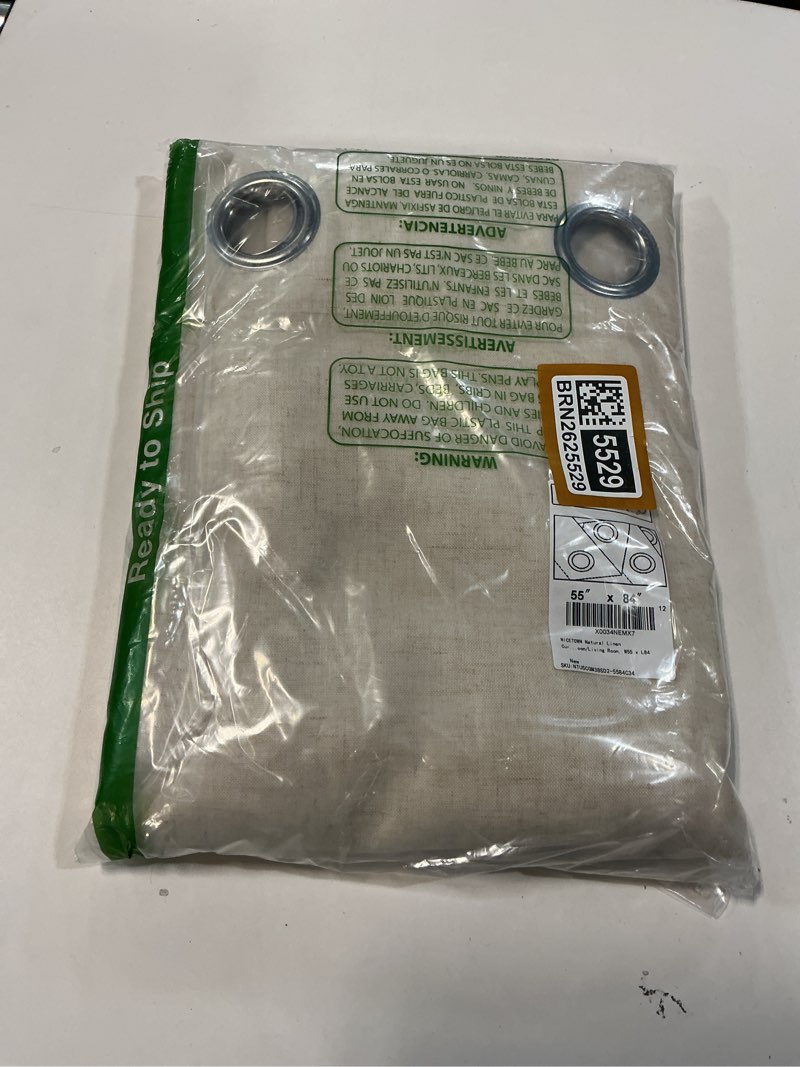 Condition photo showing New/Like New for NICETOWN Natural Linen Curtains 84 inch Long 2 Panels Set, Grommet Top Thick Linen Burlap Semi Sheer Vertical Drapes Privacy Assured with Light Filtering for Bedroom/Living Room, W55 x L84 Natural 55"W x 84"L (Pack of 2)