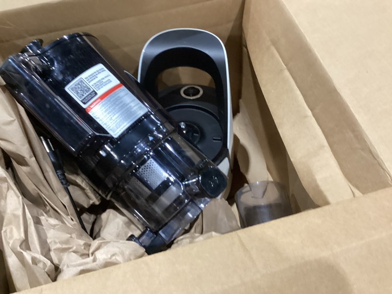 Condition photo showing As Is for eanoruus 3-in-1 cold press juicer, 6.5" extra large chute, 100oz large capacity, ac motor, perfect for juice, nut milk & sorbet, bright white