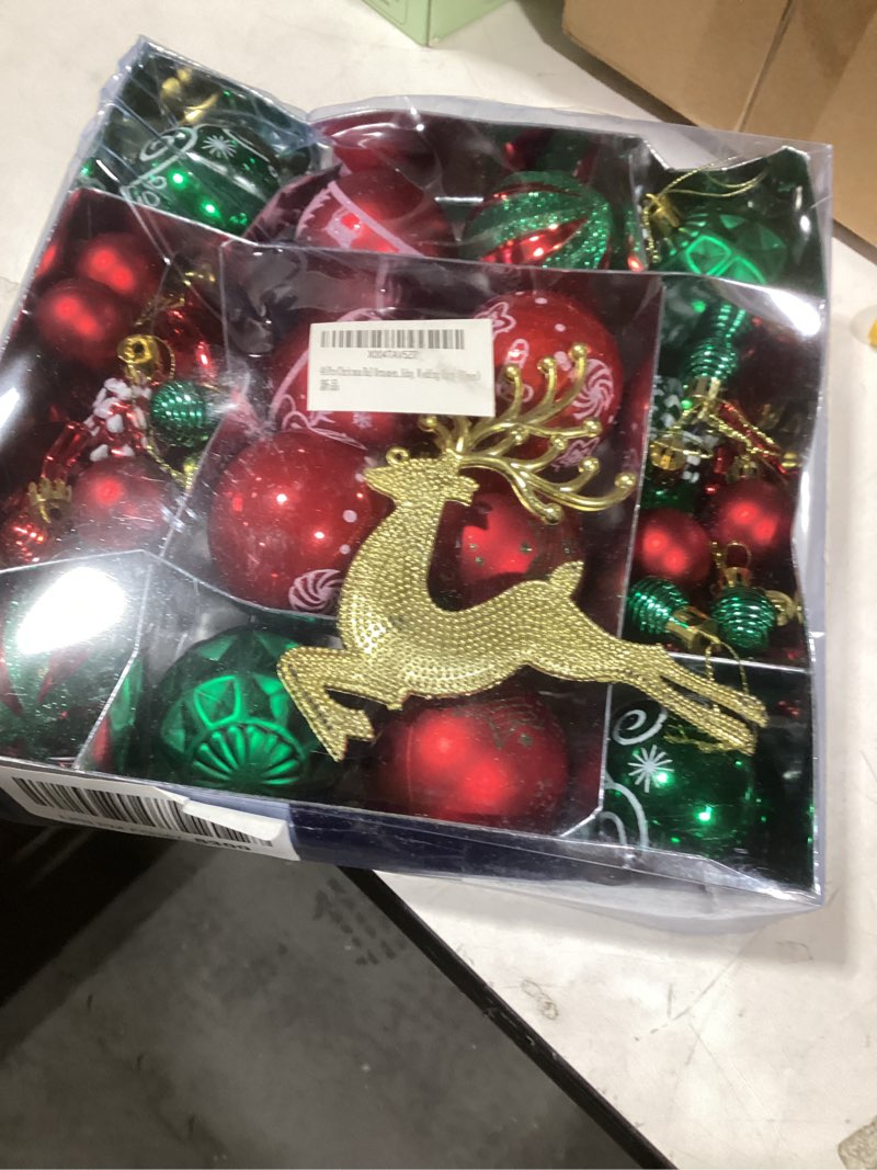 Condition photo showing Good Condition for 44 Pcs Christmas Ball Ornaments, Colorful Variety Shatterproof Ornaments with Hanging Loops for Christmas Tree Decoration, Holiday, Wedding, Party ?Green?