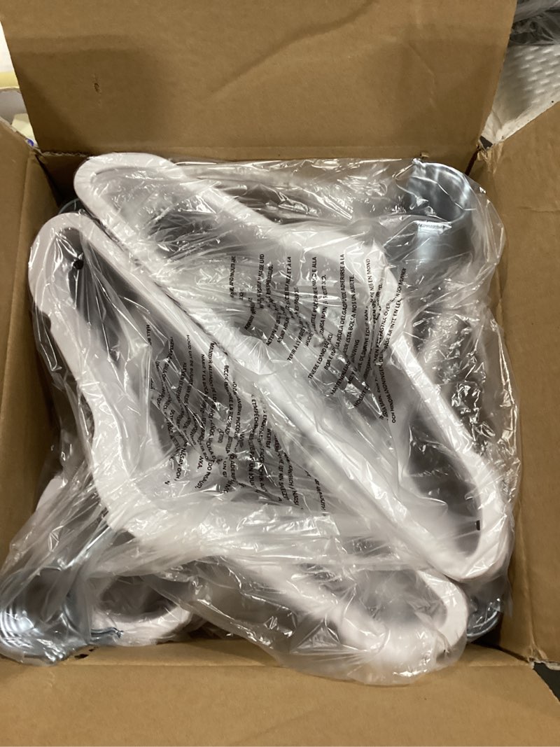 Condition photo showing Good Condition for HOUSE DAY 13.5 Inch Kids Hangers 50 Pack - Premium ABS Plastic Clothes Hangers for Kids, Children, Preteens - Space Saving Thin Profile, Strong & Durable Hangers with 360° Swivel Hook - White 50 Pack White