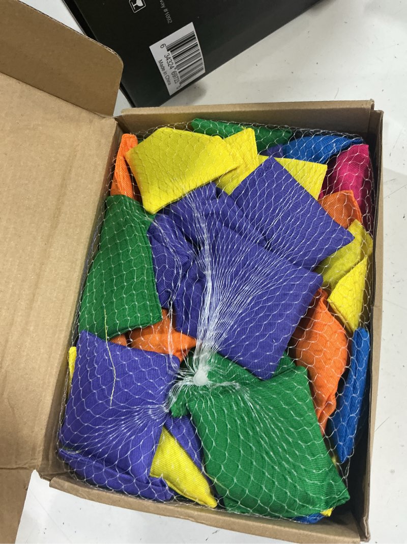 Condition photo showing New/Like New for jenaai 48 pcs mini bean bags bulk for cornhole small multi colorful bean bag for tossing, 2.6" x 2.6" tossing cornhole nylon party supplies bright color