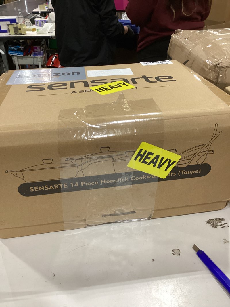 Condition photo showing As Is for SENSARTE Ceramic Pots and Pans Set Nonstick, Kitchen Cookware Sets, 14-Piece Induction Cookware, Non-toxic Healthy Non Stick Cooking Set, with Frying Pans Set, PFAS PTFE PFOA PFOS Free