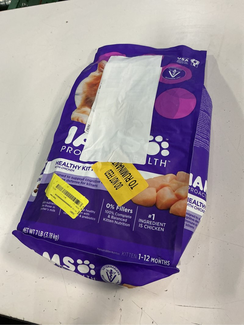 Condition photo showing New/Like New for (best by aug 15/2027)mars pet care iams proactive health kitten 7lb