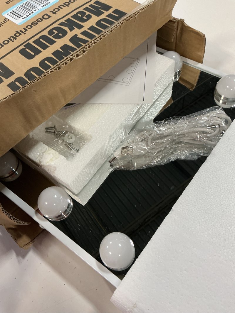 Condition photo showing Good Condition for VANITII Lighted Vanity Hollywood Mirror with 12 Dimmable Bulbs Smart Touch Control 3 Colors Light for Tabletop, Detachable 10X Magnification 17"L x 12"W