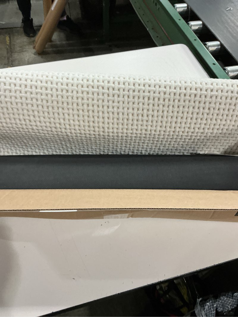 Condition photo showing Good Condition for Color&Geometry Rubber Backed Waffle Bath Mat 36x24,Non Slip Machine Washable Bathroom Rugs, Soft Absorbent Chenille Boho Carpet for Bathroom Floor, Tub and Shower, White White 24"x36"