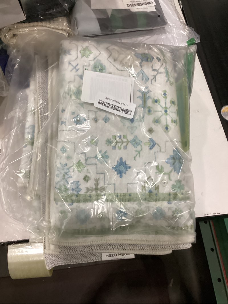 Condition photo showing Good Condition for Washable Oushak 2x6 Bathroom Runner Rug, Eclectic Boho Floral Pastel, Non Slip Low Pile Stain Resistant Small Throw Rug for Bedroom, Laundry Room, Powder Room, Cream Green 2' x 6' (Runner) Cream Green