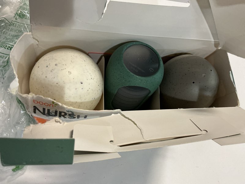 Condition photo showing Good Condition for Boon Nursh Bottles - Silicone Baby Bottles Help Ease Colic Symptoms - Formula and Breast Milk Only Touch Platinum Food-Safe Silicone - Medium Flow - 8 Oz - Speckle Green