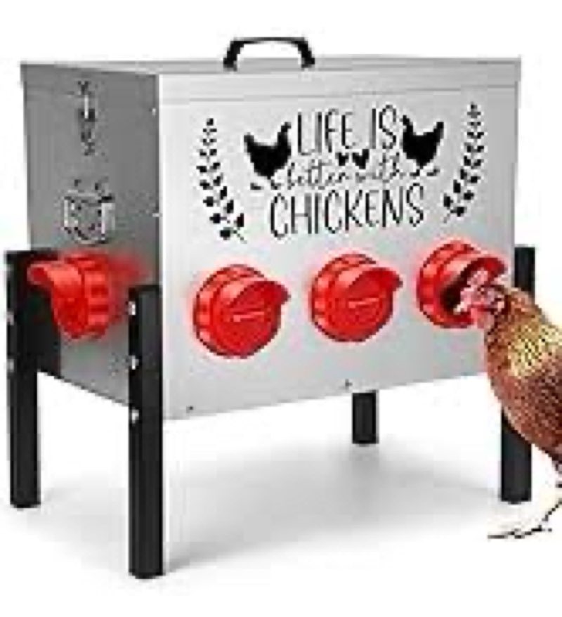 Tgeyd Chicken Feeder and Waterer Set (3 Gal/15 Lb) Hanging Automatic Poultry Feeder, No-Waste, Chick