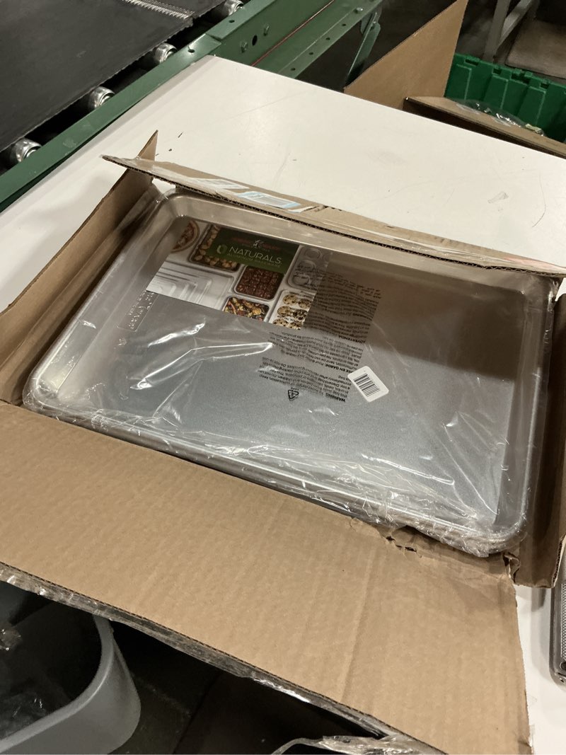 Condition photo showing Good Condition for Nordic Ware Naturals Half Sheet - USA Made Aluminum Commercial Quality Sheet Pan for Baking or Roasting, Encapsulated Galvanized Steel Rim Prevents Warping, 2-Pack 2pk Half Sheet