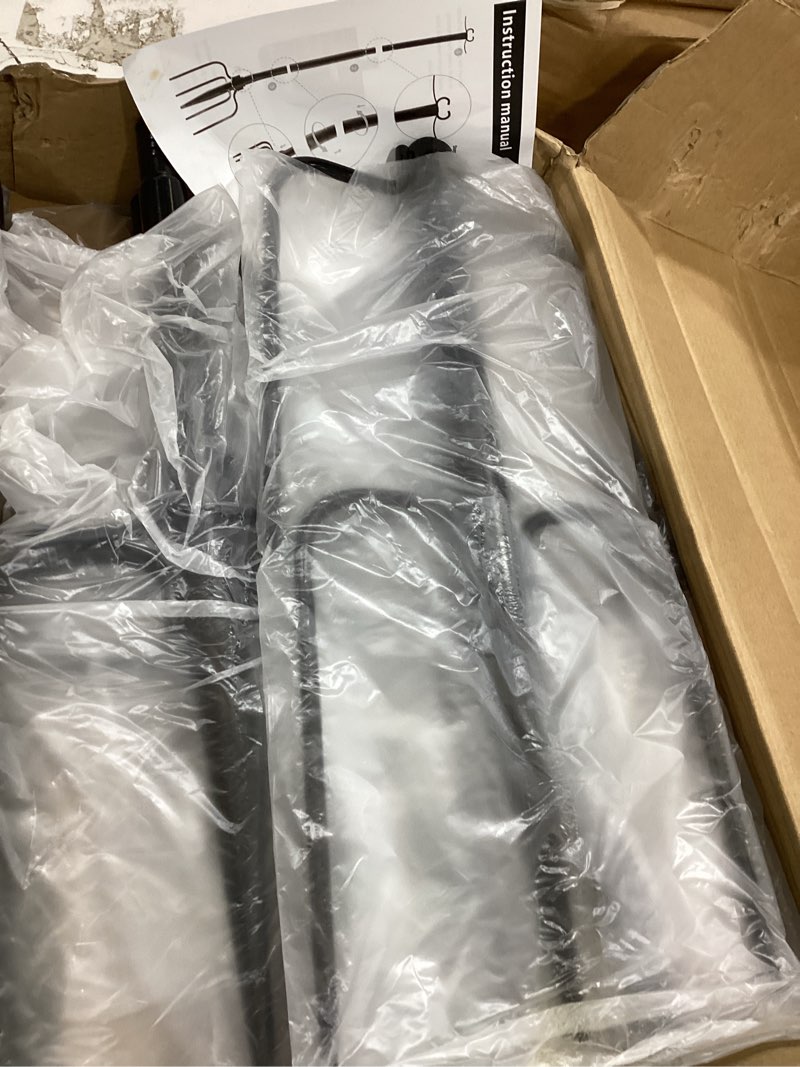 Condition photo showing Good Condition for 10ft string light poles 6 pack,poles for outdoor string lights with fork and fence clamp,hanging lights metal stand post for deck patio backyard garden decorations 6pack