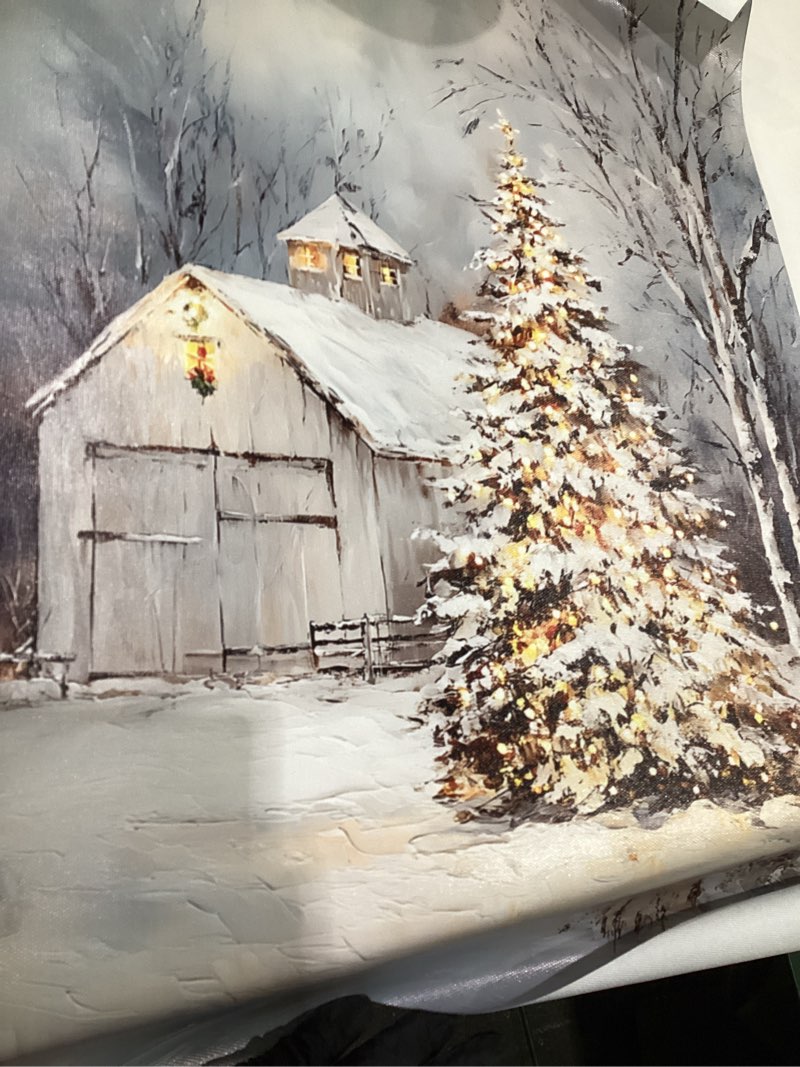 Condition photo showing Good Condition for MNFGMH Winter Wall Art Barn Vintage Print Cottagecore Decor Rustic Holiday Decor Winter Farmhouse Painting Snowy Holiday Wall Print Canvas Roll 16x24 inch Color10-Unframed 16"x24"