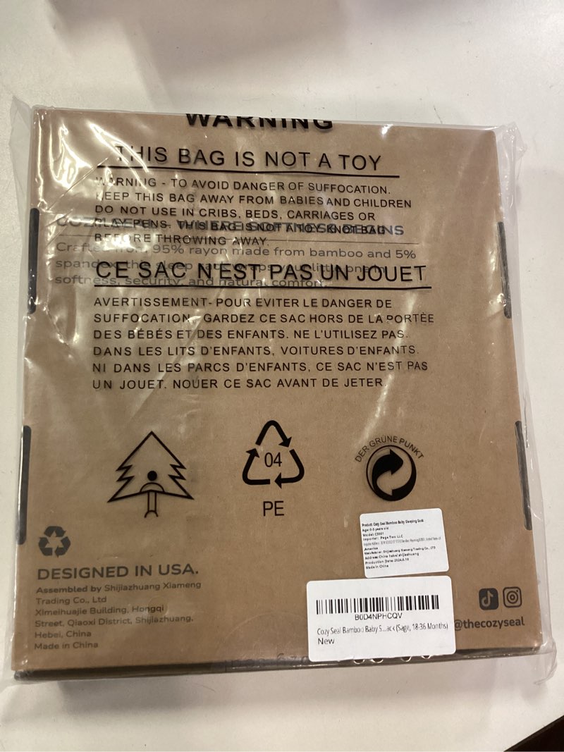 Condition photo showing New/Like New for Rayon Made from Bamboo Sleep Sack 1.0 TOG 18-36 Months Unisex Baby Sleeping Bag with 2-Way Zipper Breathable Wearable Blanket Baby 18-36 Months Sage