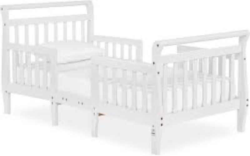 dream on me emma 3-in-1 convertible wooden toddler bed in white, baby safety alliance certified, low