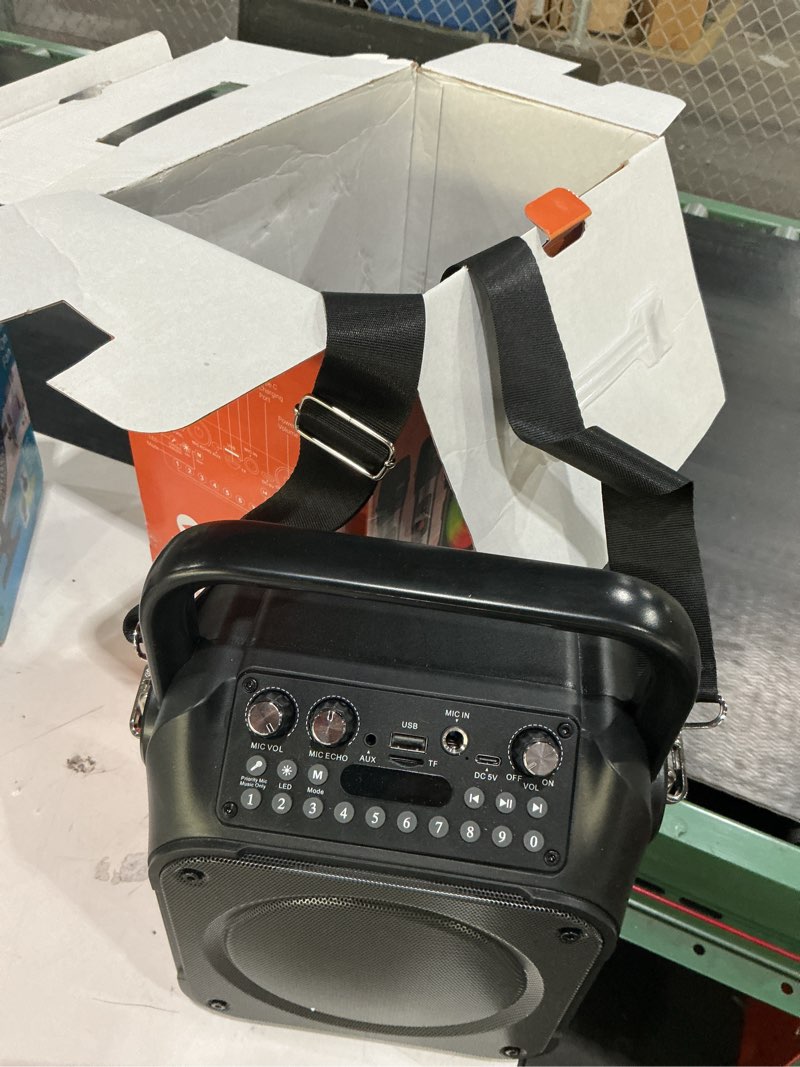 Condition photo showing Good Condition for karaoke machine, portable bluetooth speaker with 2 wireless microphones for adults & kids with lights, karaoke microphone with pa system supports usb/tf/rec/fm/aux for home party home system packages 2 mics