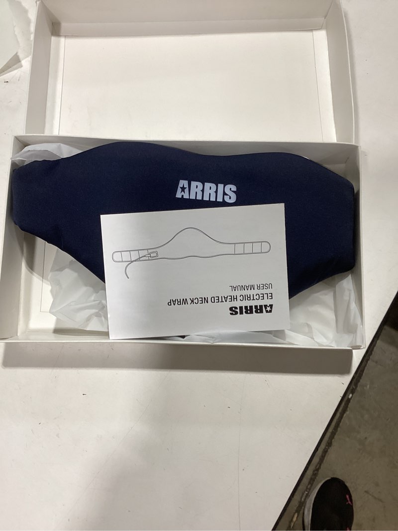 Condition photo showing Good Condition for neck heating pad, arris heated neck wrap with adjustable time and temperature control, usb powered neck pain relief, stiffness relief or postoperative recovery blue