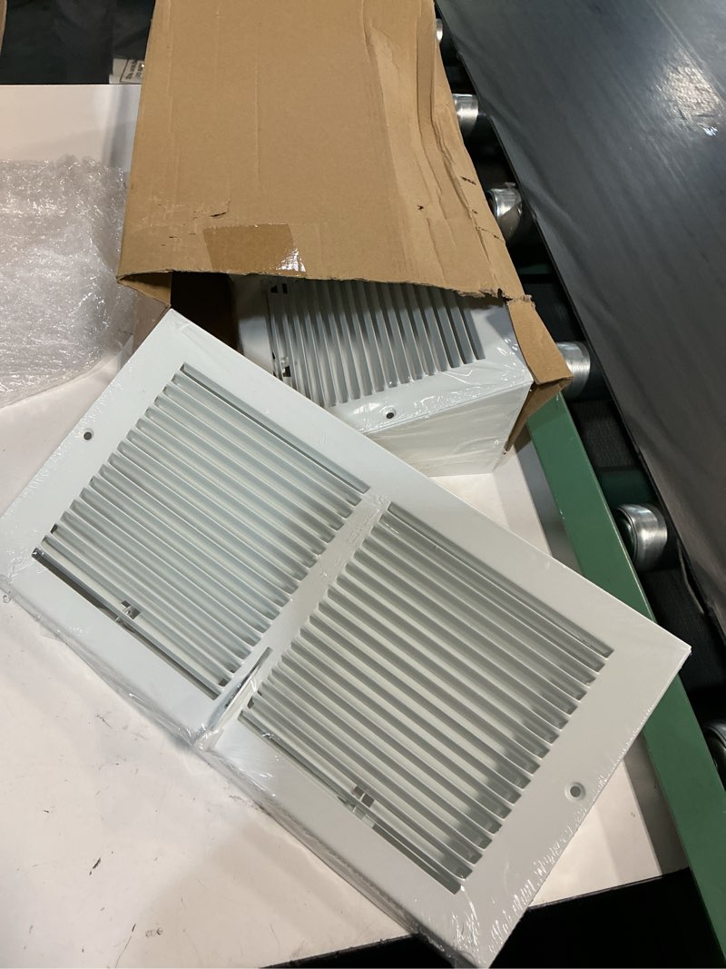 Condition photo showing New/Like New for yaocom 2 pcs baseboard vent covers with damper duct opening: 12 x 6 inches duct opening size steel triangular baseboard return air grille with damper air register vent cover grill diffuser outer 12 x 6 inches 2
