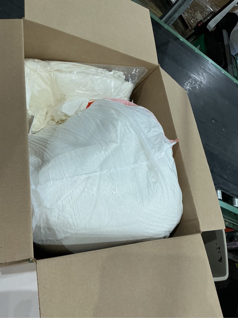 Condition photo showing As Is for cozylux comforter & sheet set, oeko-tex standard 100, white