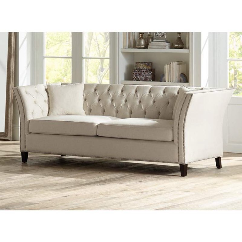 Brianna 88 1/2" Wide Tufted Beige Linen Upholstered Sofa(incomplete)