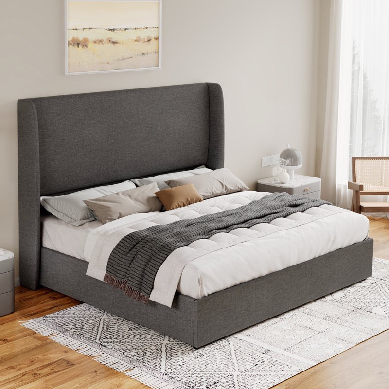 Brooklinn Upholstered Platform Storage Bed Size: Queen, Color: Dark Gray