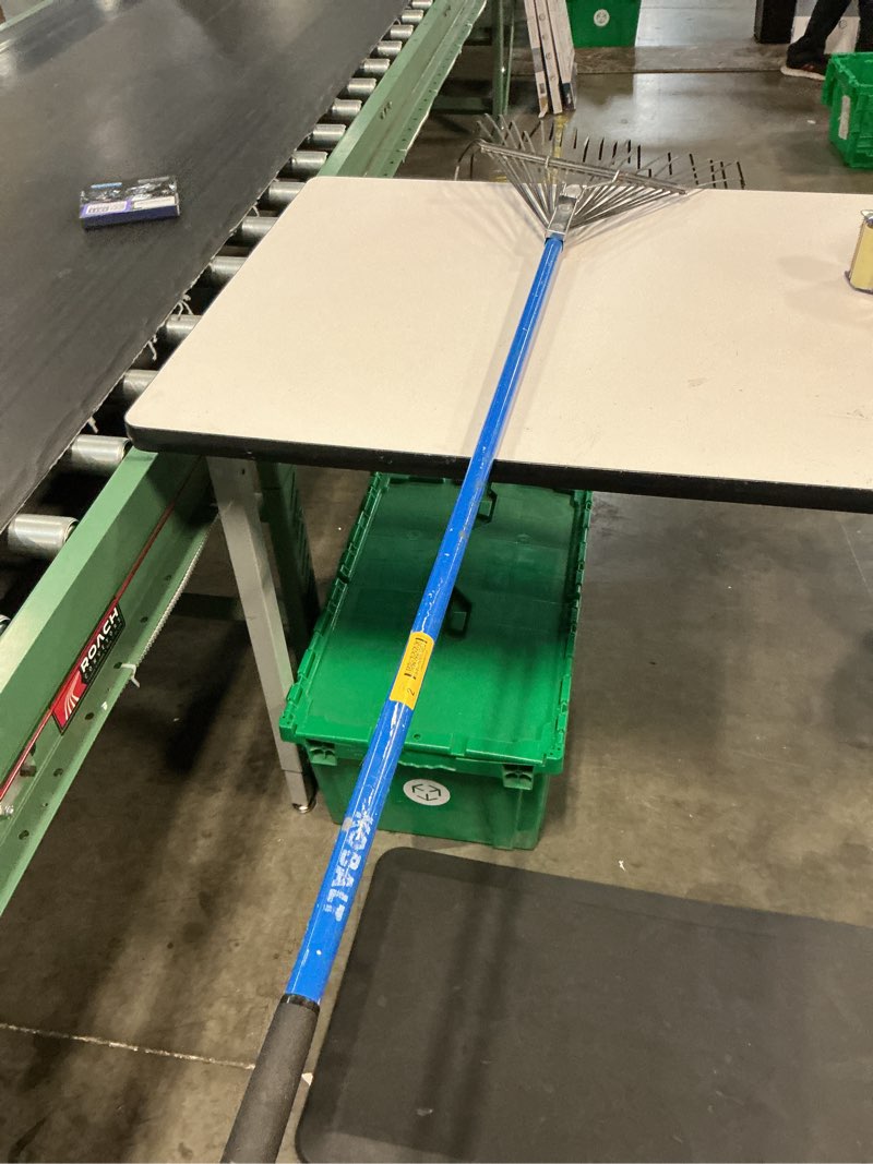 Condition photo showing As Is for kobalt 24-in steel lawn and leaf rake with fiberglass handle