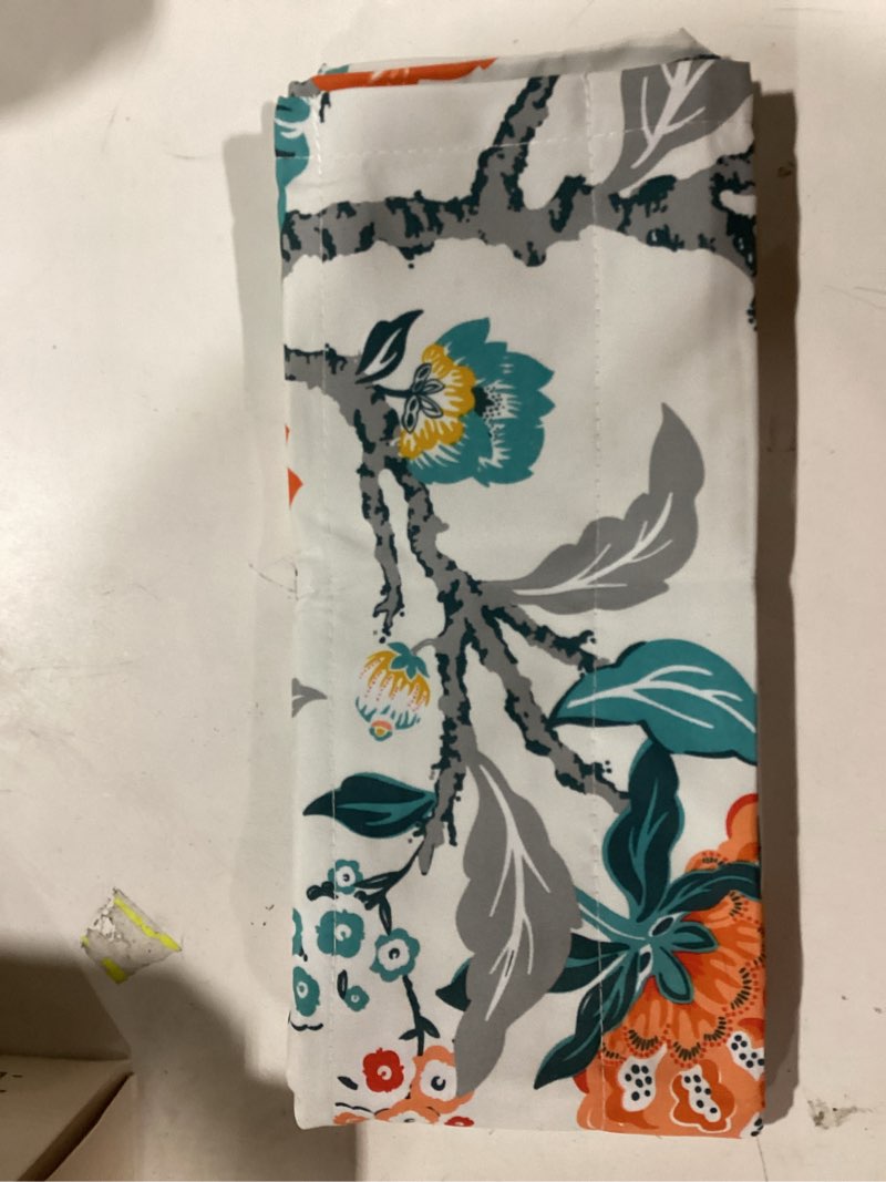 Condition photo showing New/Like New for DriftAway Ada Botanical Print Lined Flower Leaf Thermal Insulated Window Valance Rod Pocket 52 Inch by 24 Inch Plus 2 Inch Header Ivory Orange Teal Ivory Orange Teal 52"W x 24"L (Pack of 1)