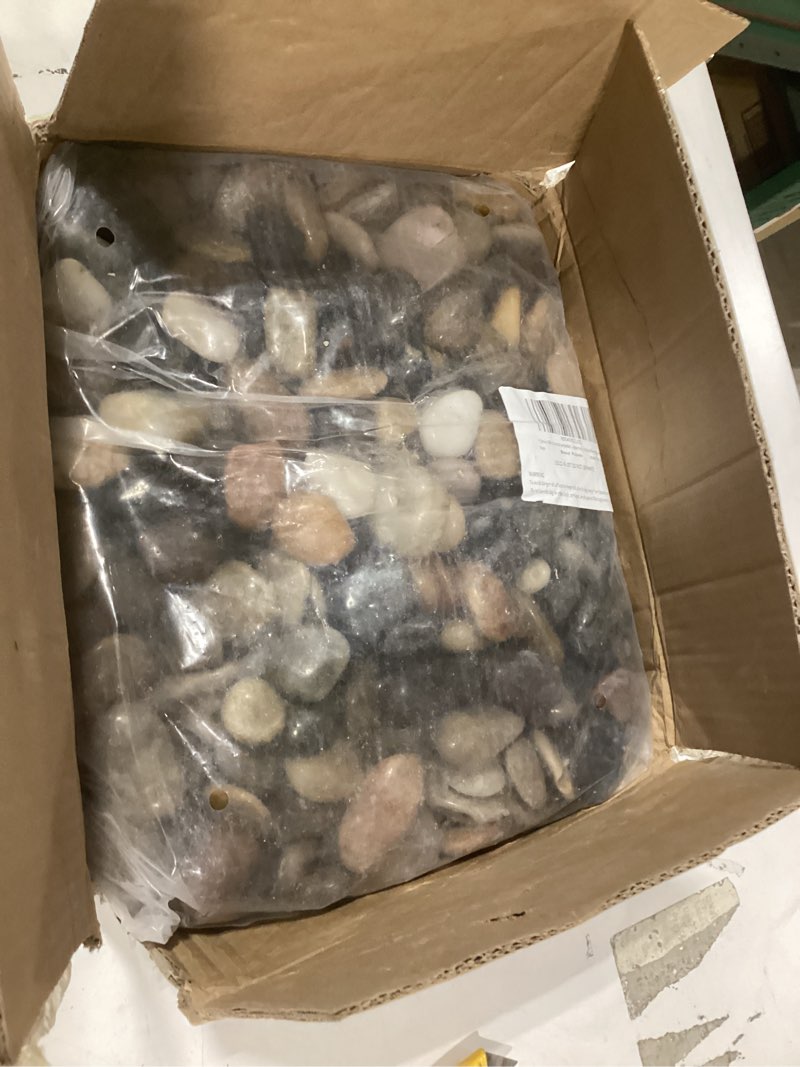 Condition photo showing New/Like New for pulovin 30 lbs river rocks for plants, 1-1/2 inch decorative garden rocks outdoor landscaping, large polished natural stone for walkways, yard, vases, crafts 30.0 pounds mixed color