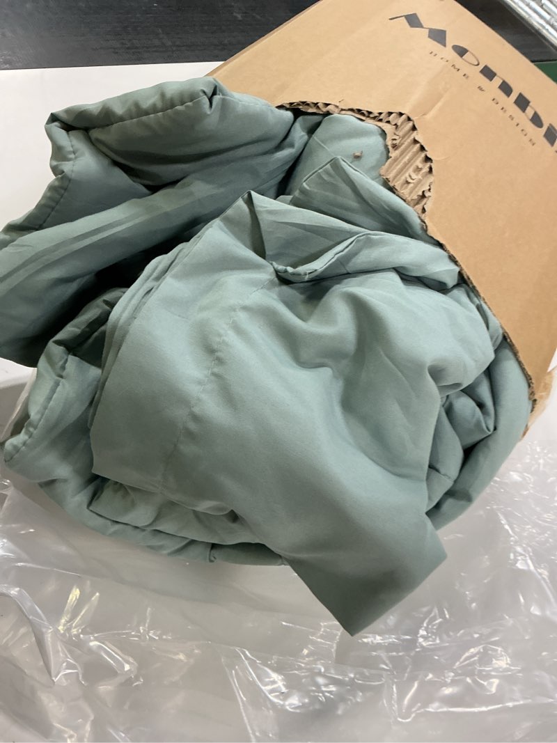 Condition photo showing Good Condition for Monbix Queen Comforter Set - 7 Pieces Sage Green Bed in a Bag Queen Bedding Sets with Comforters, All Seasons Comforter Bed Set with Sheets,Pillowcases & Shams Sage Green 7Piece-Queen(90”X90'')