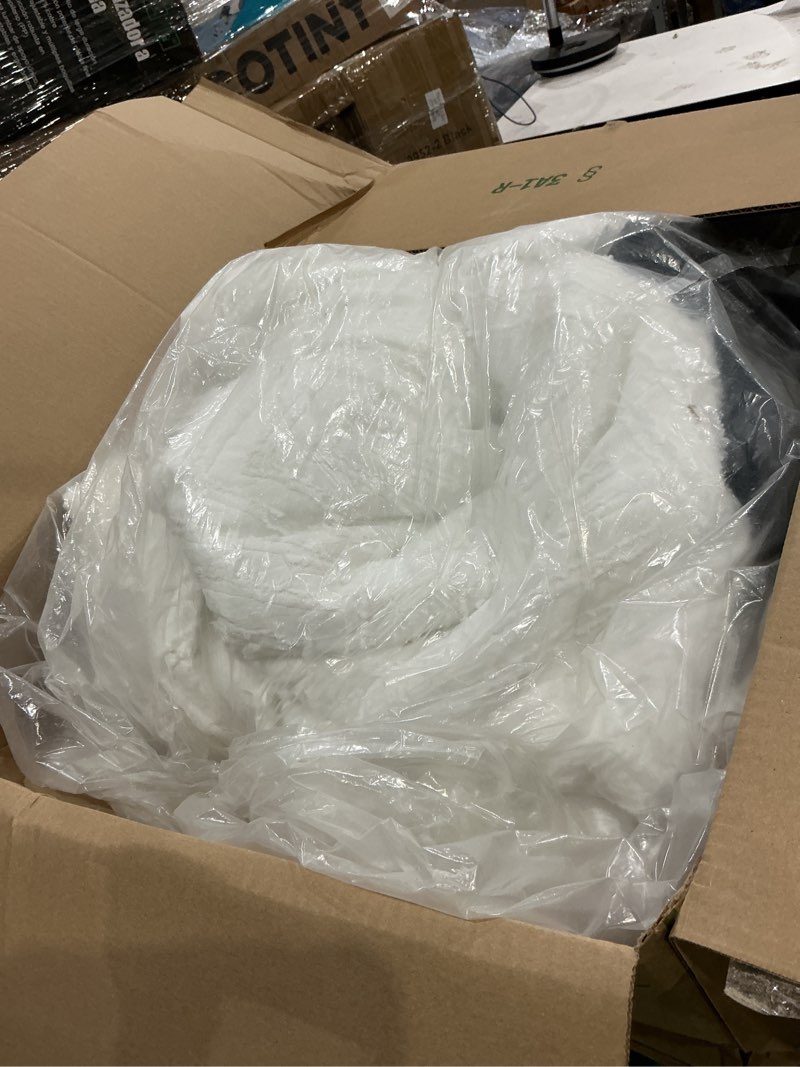 Condition photo showing Good Condition for andency white comforter king size, 3 pieces boho bedding set & collections, farmhouse tufted fluffy bedding comforter sets for king bed (1 comforter 104x90in, 2 pillowcases) 02 - white king (104"x90")
