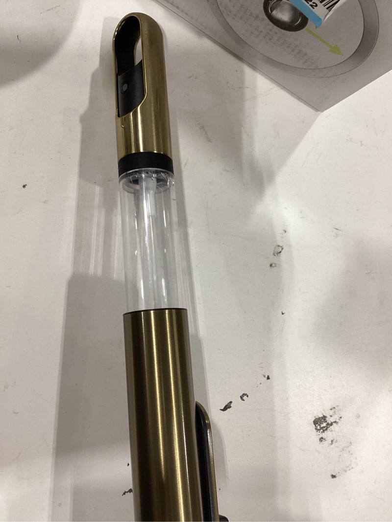 Condition photo showing As Is for simplehuman standing paper towel holder with spray pump, brass stainless steel, gold