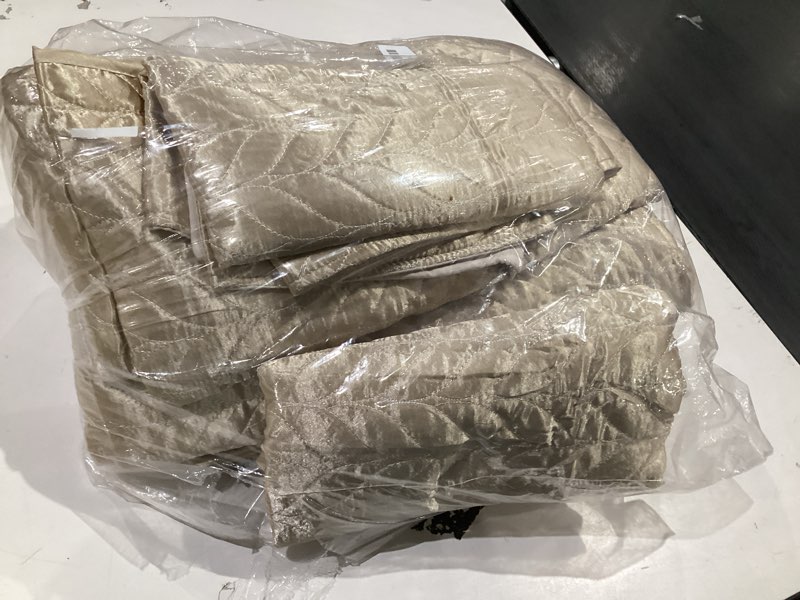 Condition photo showing Good Condition for Whale Flotilla Silky Soft Satin Quilts Queen Size, Luxury Reversible Lightweight Bedspreads Covelets for All Seasons, Leaf Stitched Pattern Bedding Set with Satin Pillowcases, Black Black Full/Queen(94"x88")