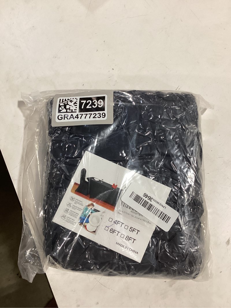 Condition photo showing Good Condition for obstal 6ft stretch black spandex table cloth for standard folding tables - 2 pack universal rectangular fitted tablecloth protector for wedding, trade show, vendor stand black 6 ft | 2 pack