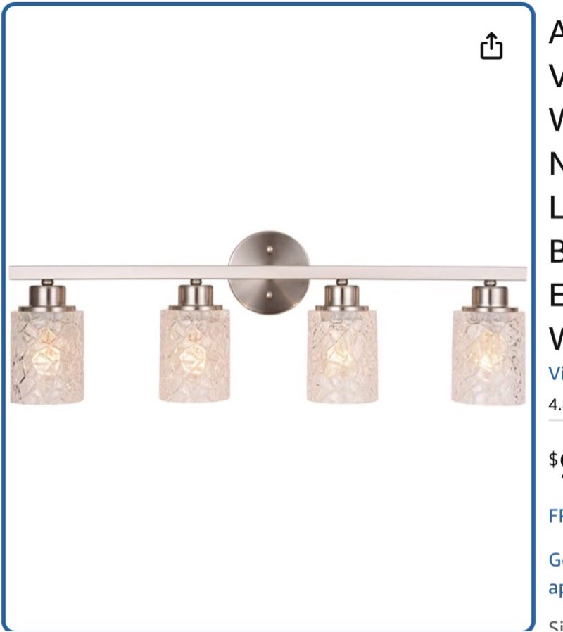 ALICE HOUSE 28.7" Vanity Lights, 4 Light Wall Lighting, Brushed Nickel Bathroom Lights Over Mirror, Bathroom Lighting, ETL Listed, AL9082-W4