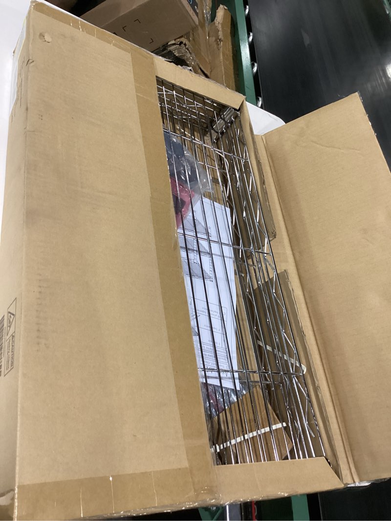 Condition photo showing Good Condition for simple deluxe heavy duty 3-shelf shelving unit, 24.02" d x 13.78"w x 21.97" h, 3 tier, chrome chrome 3-tier, 24"w x 14"d x 20"h