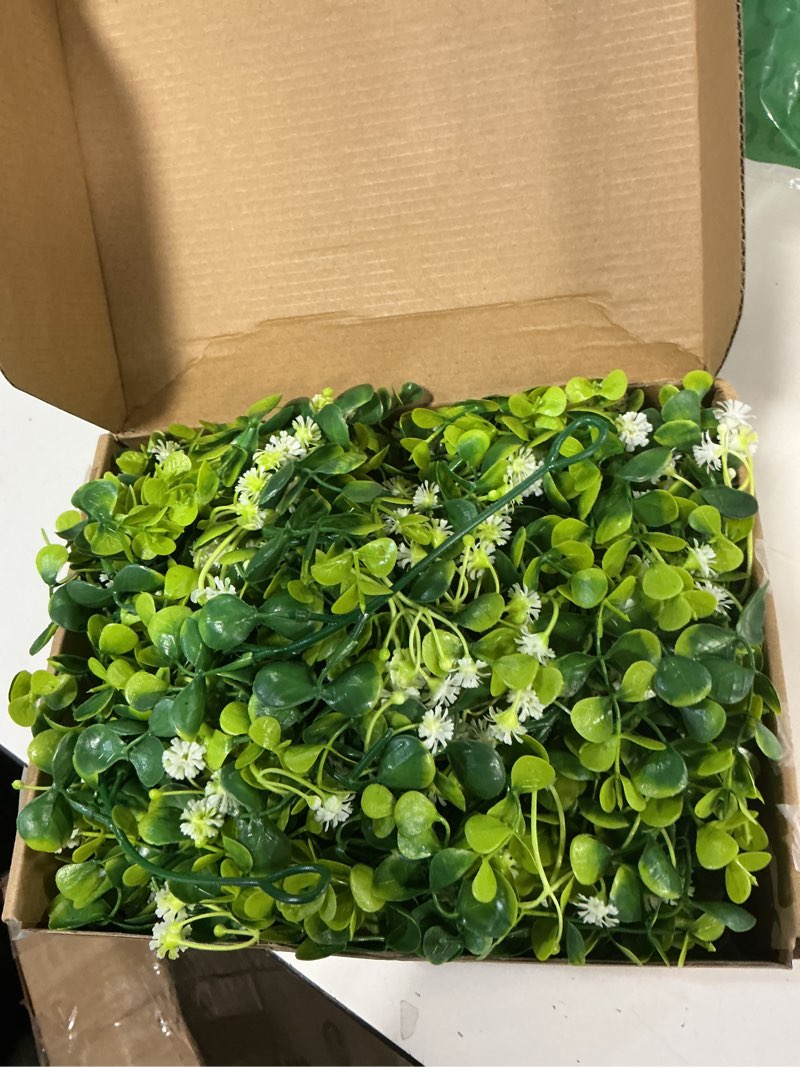 Condition photo showing Good Condition for 6FT Eucalyptus Garland with Flowers, 4 Pack Greenery Hanging Faux Eucalyptus Garland Suitable for Table Wedding Backdrop Arch Wall Party Thanksgiving UV Protected Indoor Outdoor Decorations Green 4 Pack