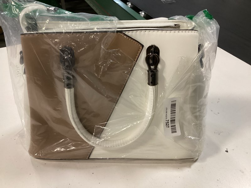 Condition photo showing Good Condition for Womens Leather Handbags Purse Top-handle Bags Contrast Color Stitching Totes Satchel Shoulder Bag for Ladies White