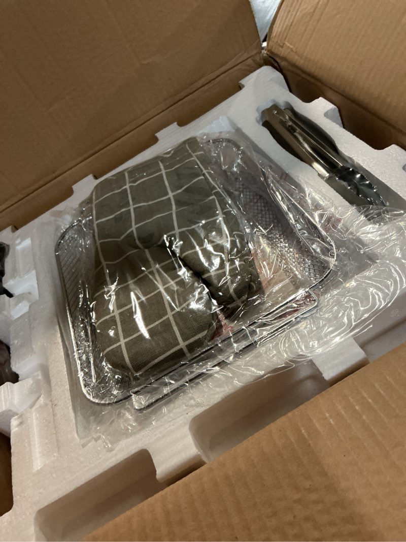 Condition photo showing Good Condition for pakone 16.8 quart electric air fryer oven with rotisserie and dehydrator, 1800w, led touch screen controls, 16-in-1 countertop oven, 9 accessories etl listed