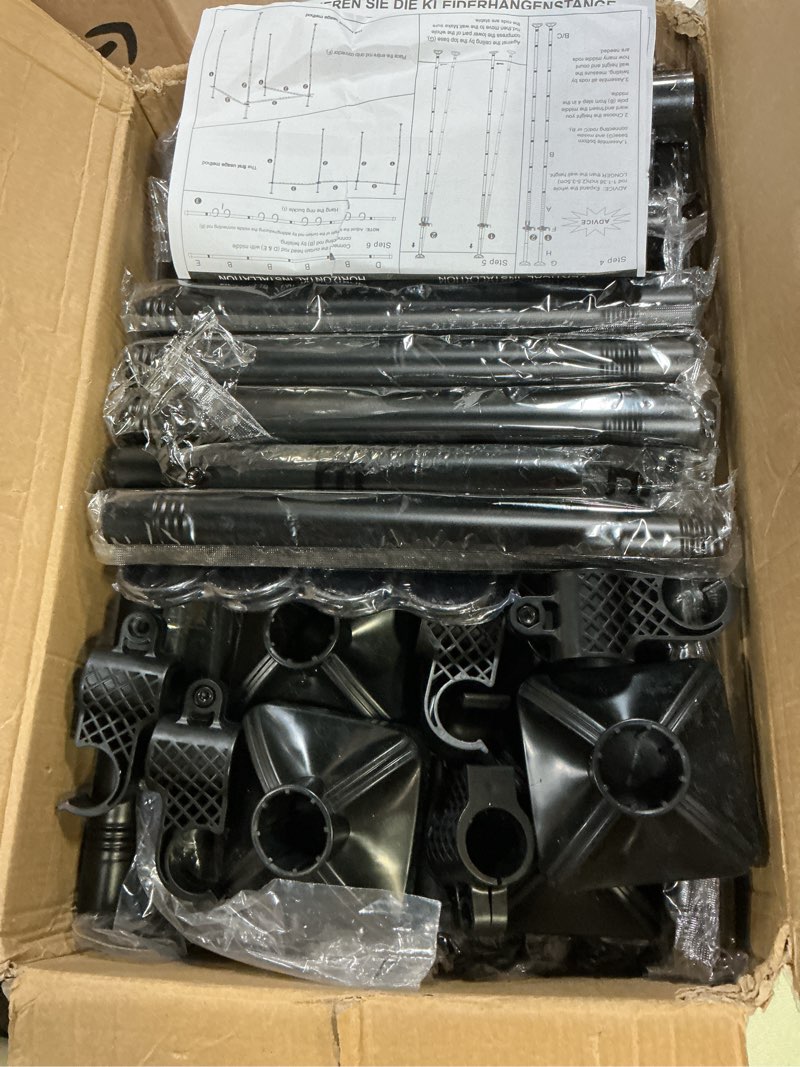 Condition photo showing Good Condition for BONPALLY Room Divider Curtain Rod for Wide Space Room Separation, 28-171inch(W) 4-10ft(H) Adjustable No Drilling Tension Curtain Rods, Heavy Duty Temporary Privacy Wall Divider, Black Black 28-171 inch