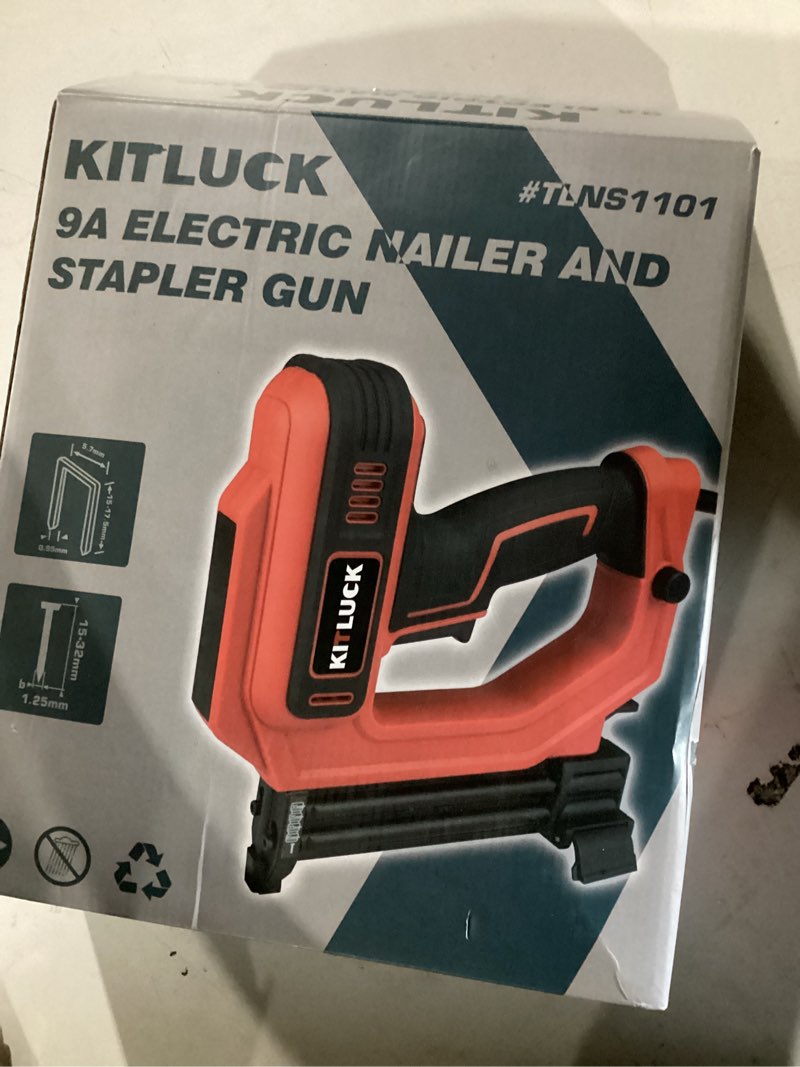 Condition photo showing New/Like New for KITLUCK Brad Nailer, 2 in 1 120V Electric Staple Gun/Nail Gun with 1400pcs 18 Gauge Straight Nails and 400pcs Narrow Crown Staples for Woodworking, DIY and Upholstery
