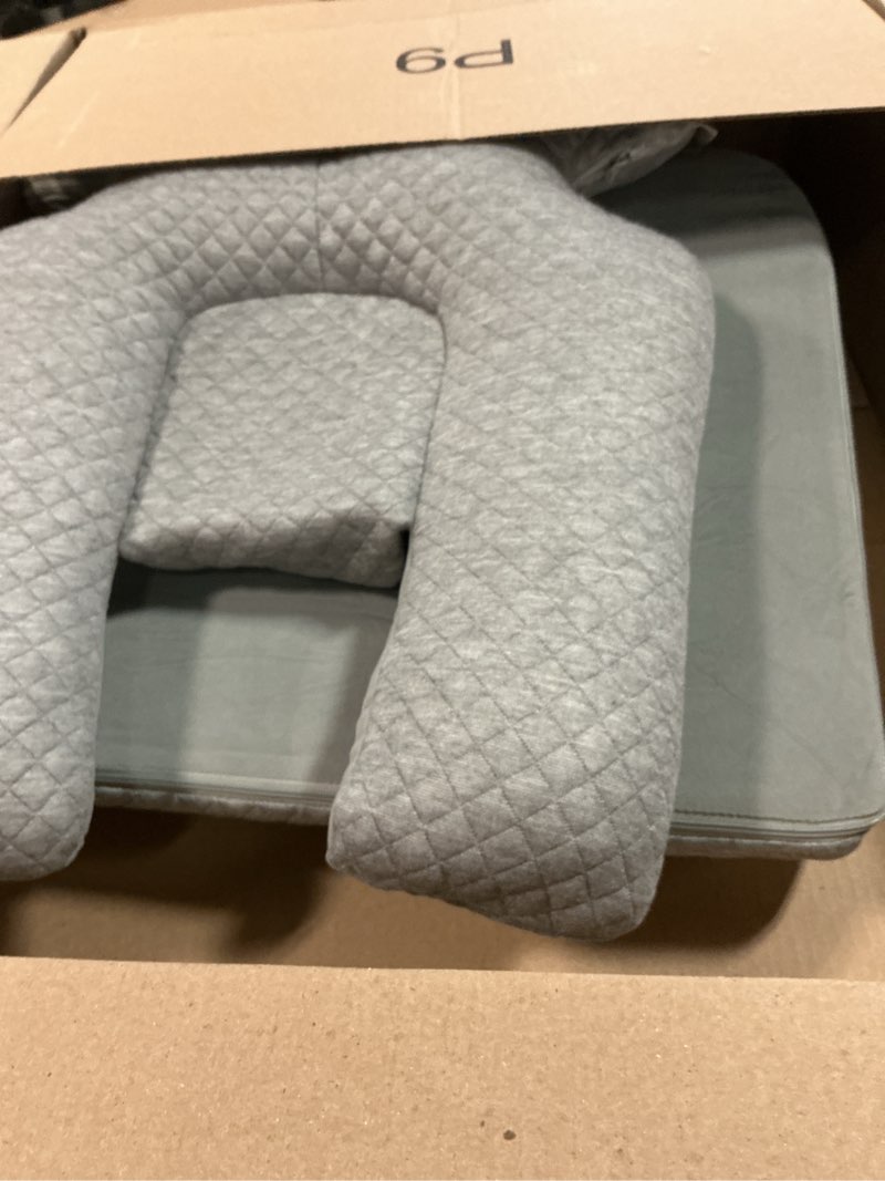 Condition photo showing As Is for Face Down Pillow After Eye Surgery,BBL Pillow After Surgery Stomach Sleeping Pillow,Home Massage Pillows Faces Down with Shredded Memory Foam and Removable Cover Gray