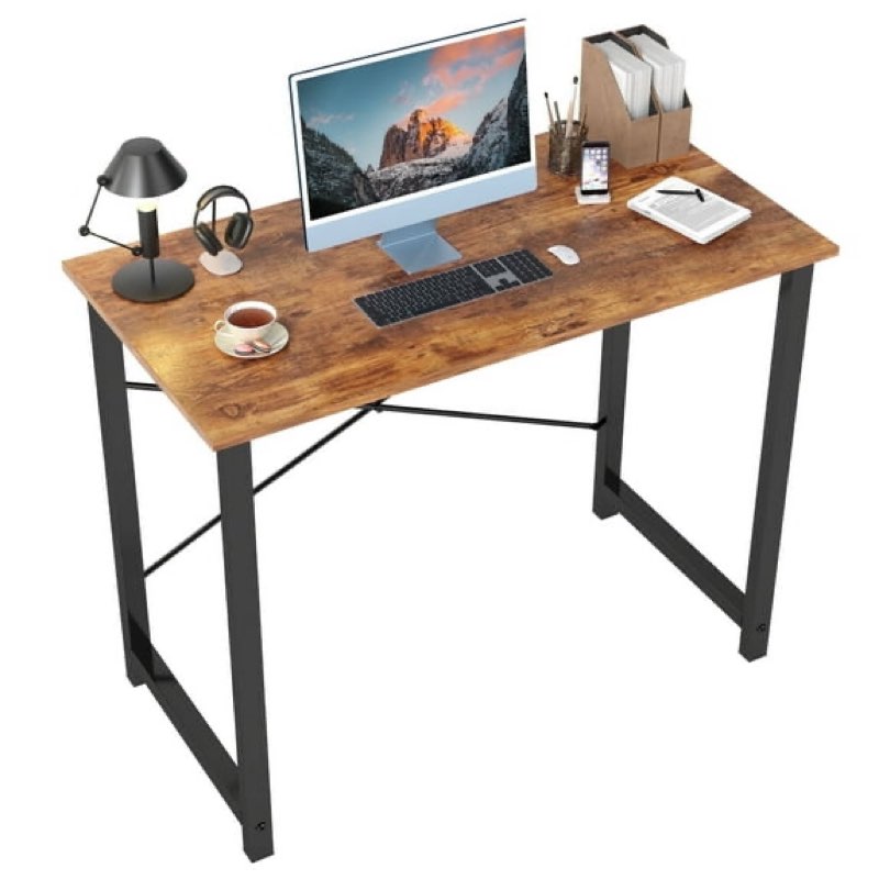 44 inch Computer Desk Modern Writing Desk, Industrial Office Desk, Office Table for Small Spaces,Sturdy Laptop Table for Home Office, Rust