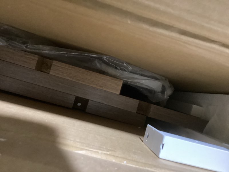 Condition photo showing New/Like New for Nathan James Theo 2-Shelf Industrial Wall Mount Ladder, Small Computer or Writing Desk, Rustic Oak/White