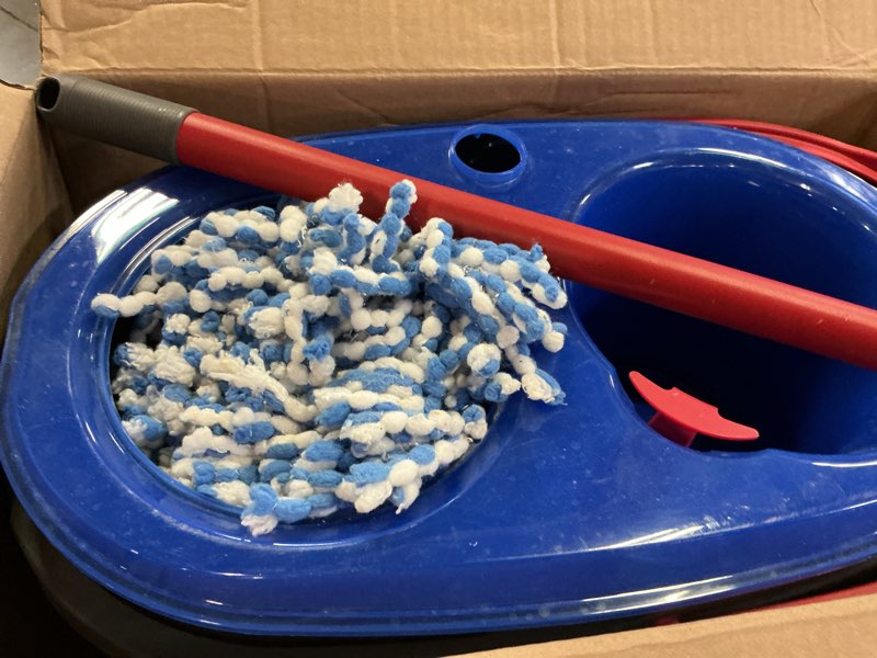 Condition photo showing As Is for o-cedar rinseclean spin mop & bucket system | clean with clean water | removes 99% of bacteria rinseclean spin mop & bucket cleaning system